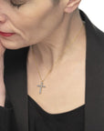 Collana croce pendente dorata 2,6cm con zirconi