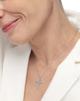 Collana croce pendente 2,6cm con zirconi