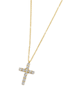 Collana croce pendente dorata 2,6cm con zirconi