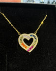 CUORE PAVÈ MULTICOLOR DORATO