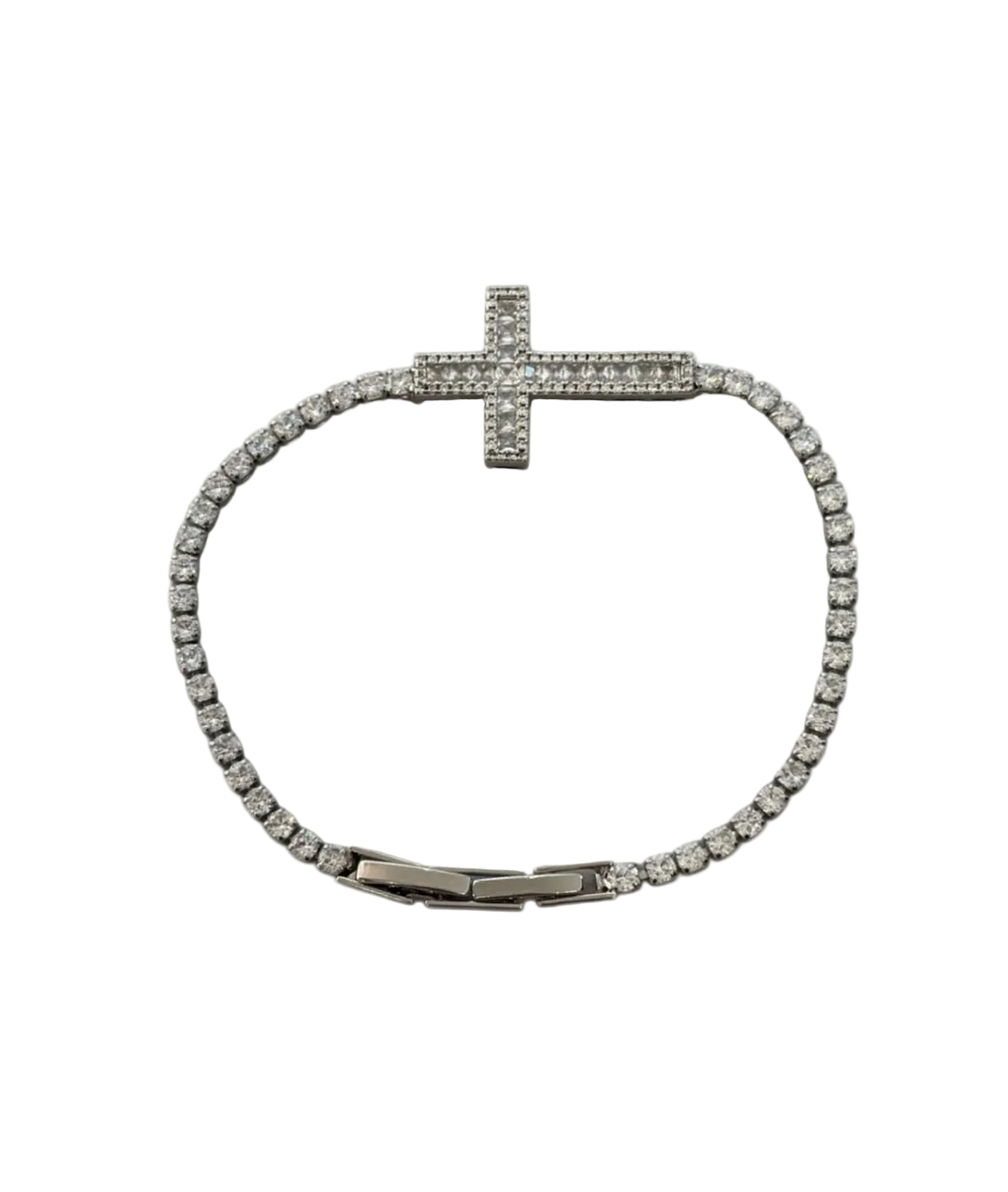 Bracciale tennis con croce bianco