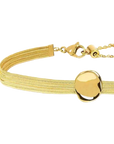 Bracciale catena snake piatta multifilo con bottone martellato dorato