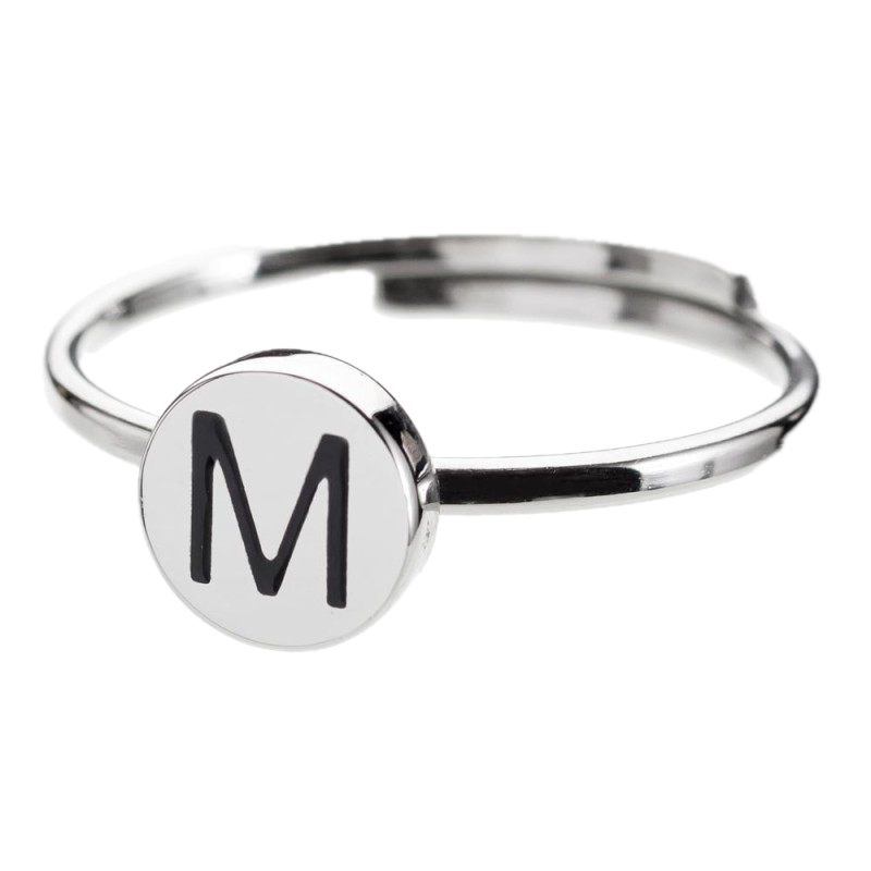 Anello con lettera smaltata