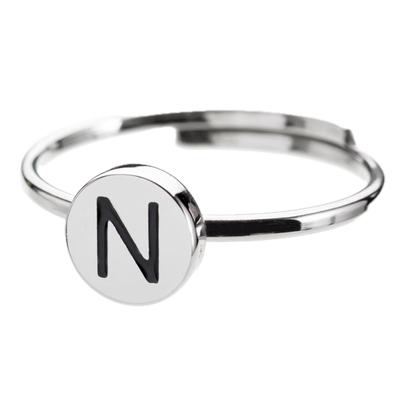 Anello con lettera smaltata