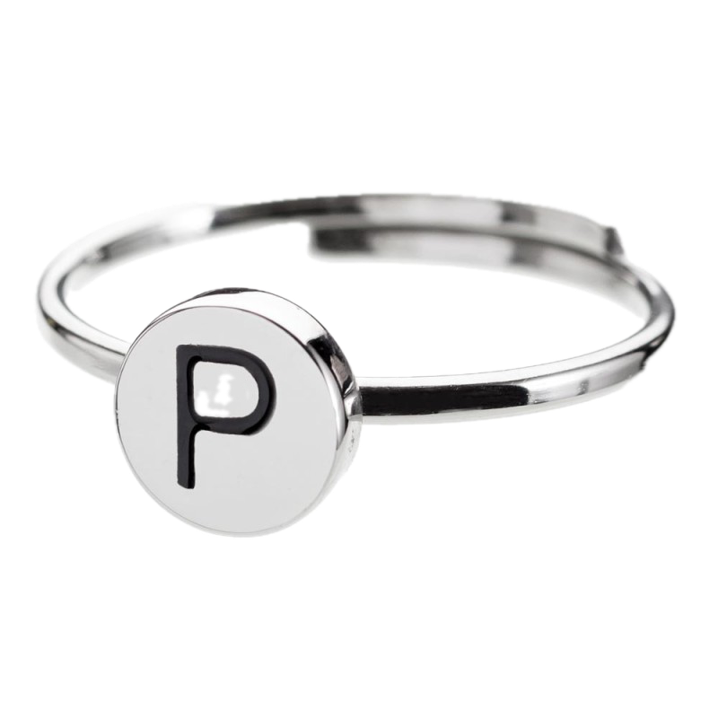 Anello con lettera smaltata