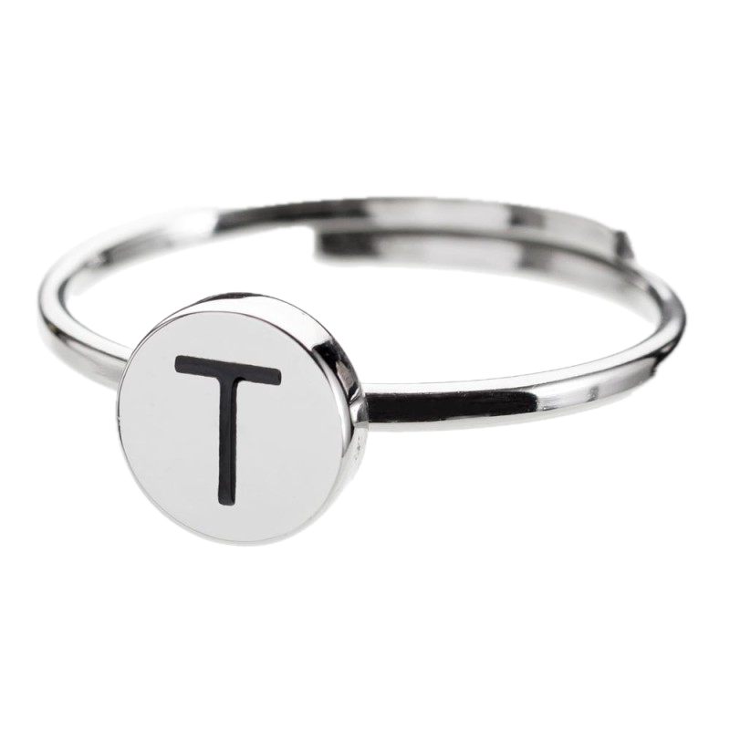 Anello con lettera smaltata