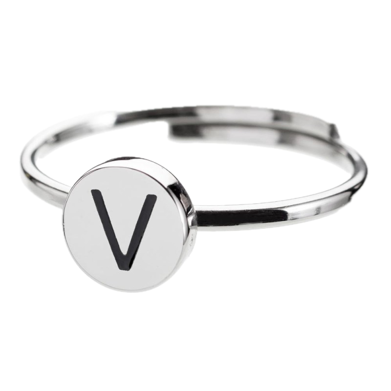Anello con lettera smaltata