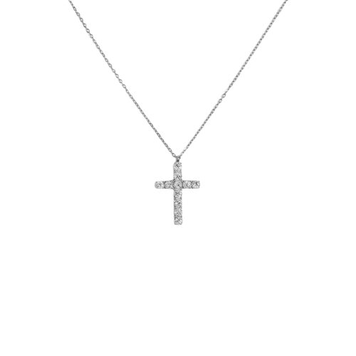 Collana croce pendente 2,6cm con zirconi