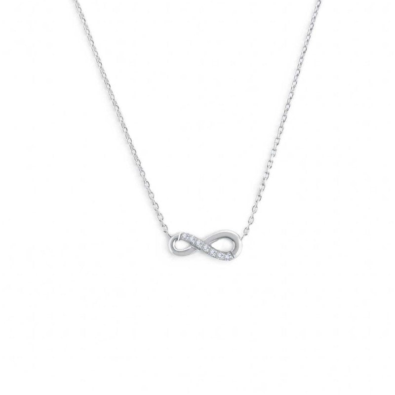 Collana infinito con zirconi bianchi