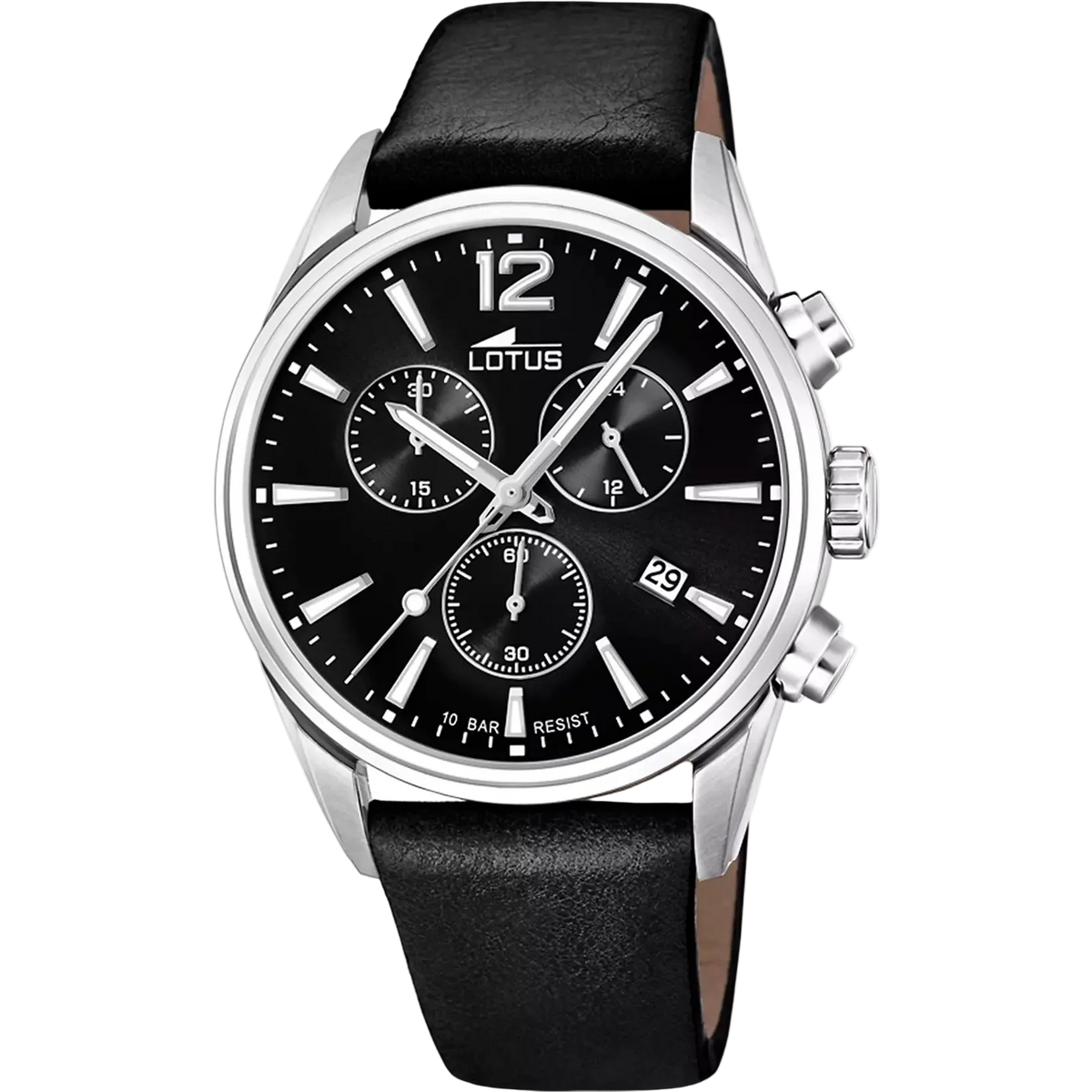 Orologio Lotus Chrono nero in pelle
